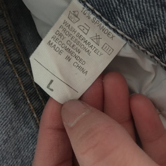 High waist distressed denim shorts, sz L - Picture 3 of 3